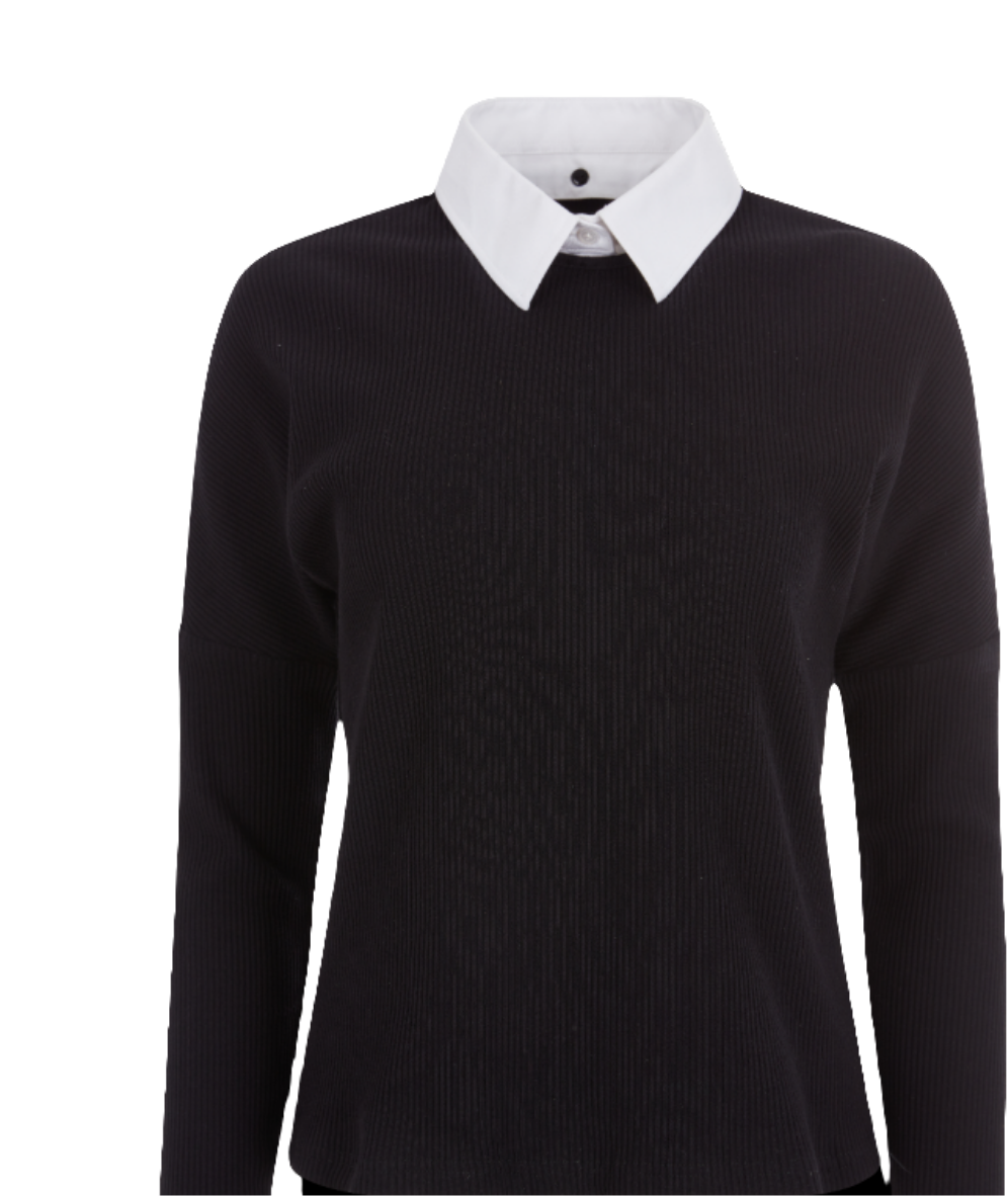 RIBBED T-SHIRT(able to attach collars)