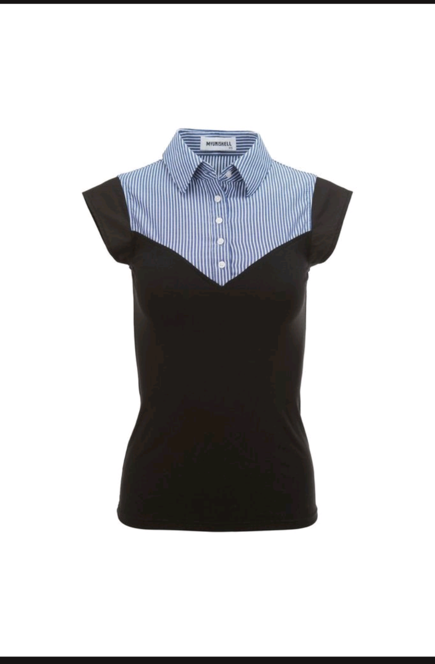 MYUNISHELL Non Iron Navy & White Stripe